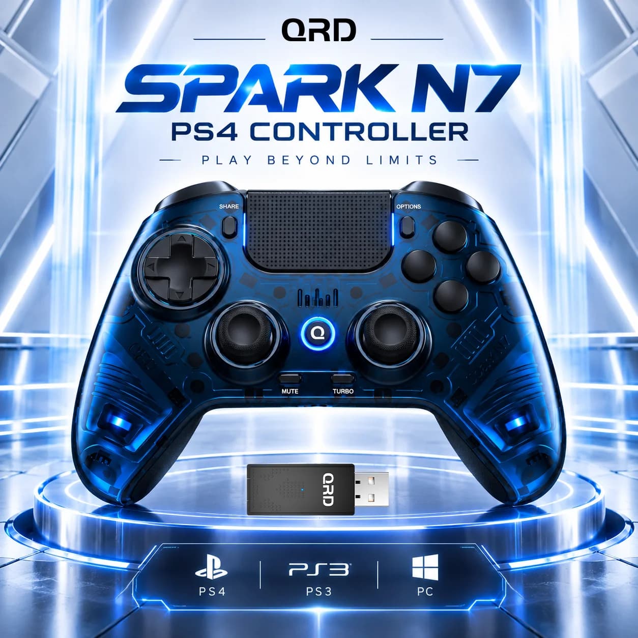 Controle QRD Spark Pro N7 2.4Ghz para PC PS4 PS3