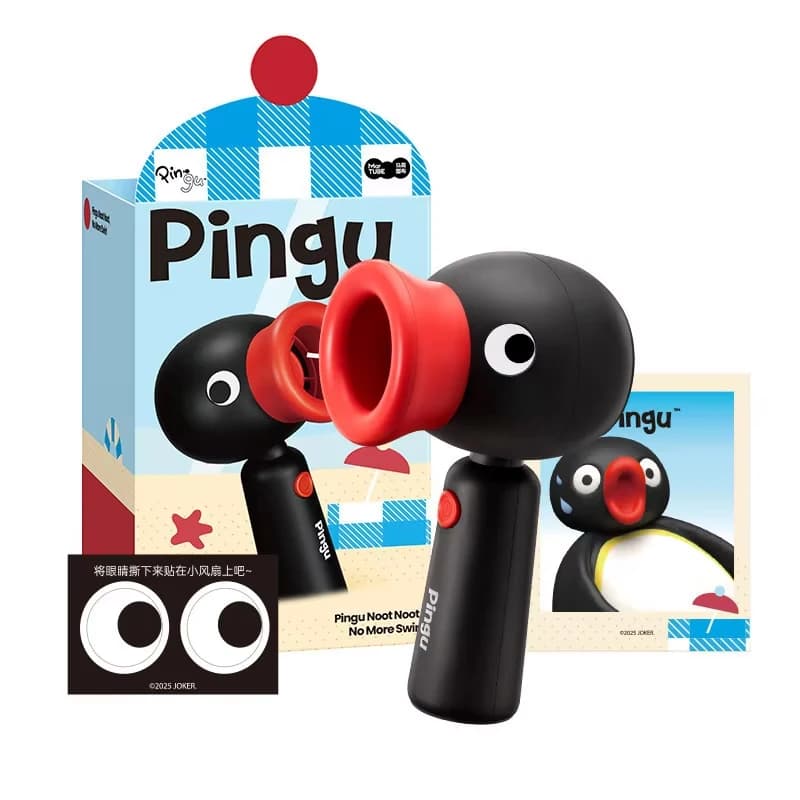 Em Estoque: Ventilador Portátil Pingu Penguin Recarregável 2000mAh Rotativo Brinquedo de Verão Presente para Estud