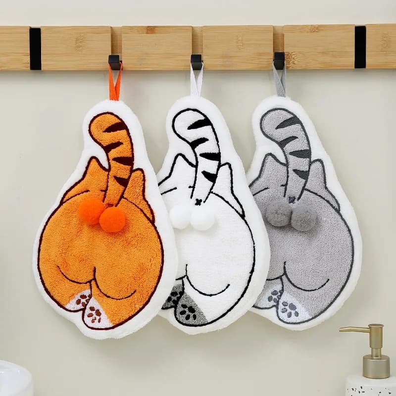 Toalha de Mão de Animais de Desenho Animado Pano Absorvente para Banheiro