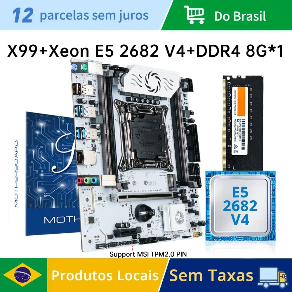 Conjunto de Placa-Mãe para Jogos MOUGOL X99 C612 com Xeon E5 2682 V4 e RAM DDR4 8G(1*8G) 2133MHz Dual Channel M.2 NVME