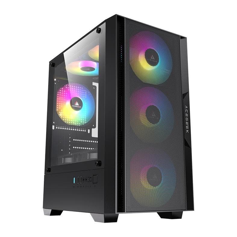 Gabinete Gamer Acegeek Stratus Mesh Mid-Tower AG-STRATUS-MESH-BK