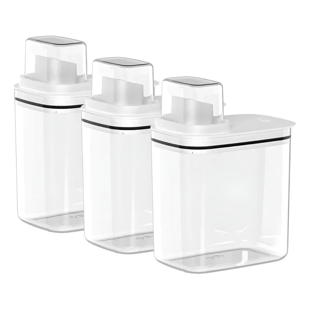 Kit Lavanderia 3 Dispenser para Sabão Líquido ou em Pó 1,5L Branco - OU