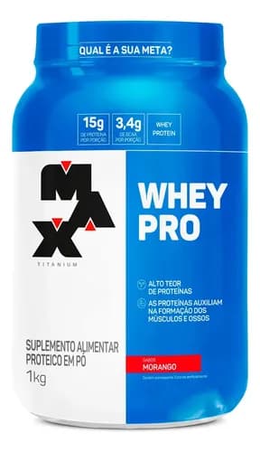 Proteína Max Titanium Whey Pro Concetrado em pó sabor Morango x 1kg