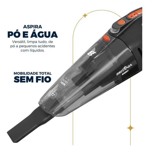 Aspirador De Pó Portátil Britânia Bas01 Pó E Água Bivolt 60w
