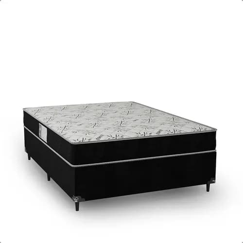 Cama Box Casal Colchão D33 One Face Suede Preto