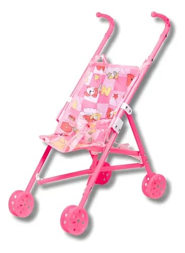 Carrinho de Boneca Castela Brasil Dobrável Rosa