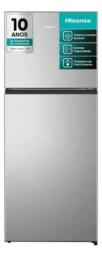 Geladeira Hisense Duplex Inox 381L Inverter Frost Free RT3N375