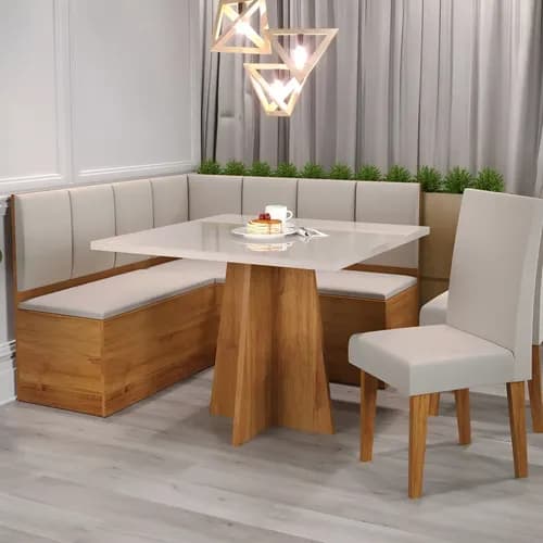Conjunto de Canto Alemão Viero 2 Cadeiras Mesa Quadrada