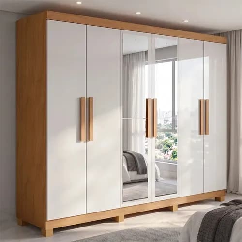 Guarda-roupa Casal 6 Portas Easy Slim com Espelho e Pés