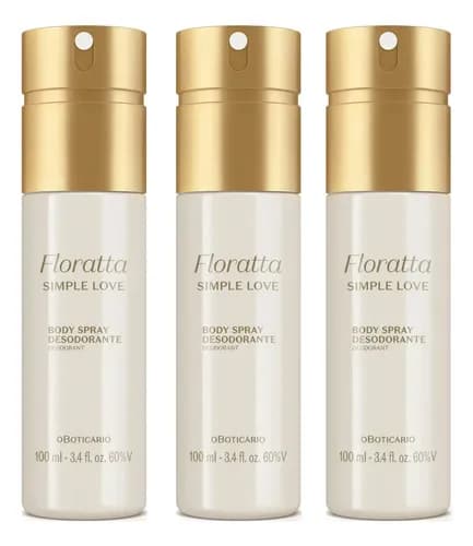 Combo Body Spray Floratta Simple Love 100ml Kit Com 3 Unidades