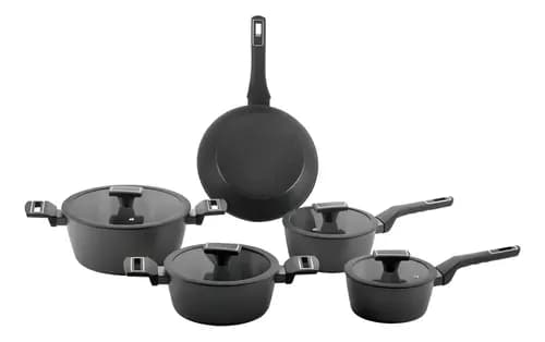 Jogo De Panelas Brinox Cerâmico 5 Pçs Carbon Ceramic Indução Preto