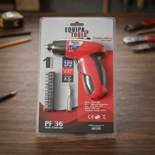 Parafusadeira Recarregável 3,6 V C/ 11 Bits Equipa tools Cor Vermelho/preto