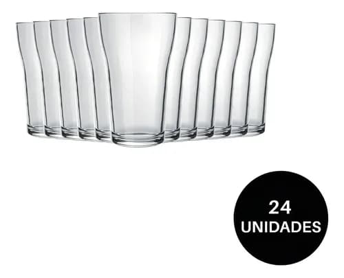 Jogo 24 Copos Vidro Boteco Nadir 200ml Cerveja