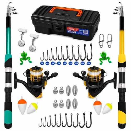 Kit Pesca Super Completo 2 Varas 2 Molinetes 1 Maleta Sortida