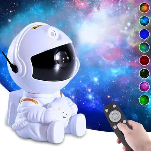 Projetor De Estrelas Astronauta Para Quarto Com Luz Nebulosa E Galáxia