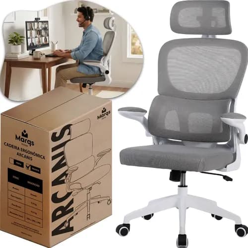Cadeira Escritório Presidente Ergonômica NR17 Marqs Home Arcanis Preta