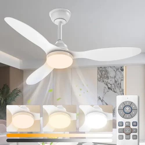 Ventilador de Teto Qfun 42" Com Luz LED Controle Remoto e Motor DC Silencioso