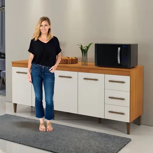 Balcão De Cozinha Atenas 4 Portas 3 Gavetas