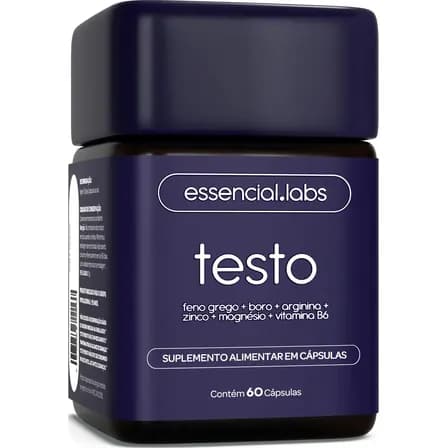 TESTO ESSENCIAL - Fórmula Exclusiva com Feno Grego + Boro + Arginina + ZMA + Vitamina B6 - 60 cápsulas