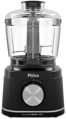 Processador de Alimentos Philco 420W com Jarra 500ml Função Pulsar e Trava de Segurança Preto PMN04A 127V