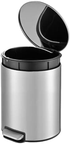 Powermaid Lixeira Redonda Slim com Pedal - Inox - 5 Litros