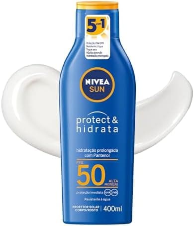 NIVEA SUN Protetor Solar Protect & Hidrata FPS 50 400ml - Com toque seco, rápida absorção e resistente à água, esse protetor solar oferece altíssima proteção ao sol e promove hidratação à pele