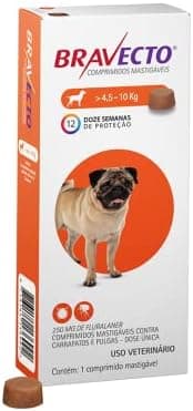 Bravecto® 250mg Antipulgas e Carrapatos para Cães de 4,5 a 10kg – 1 Comprimido Mastigável