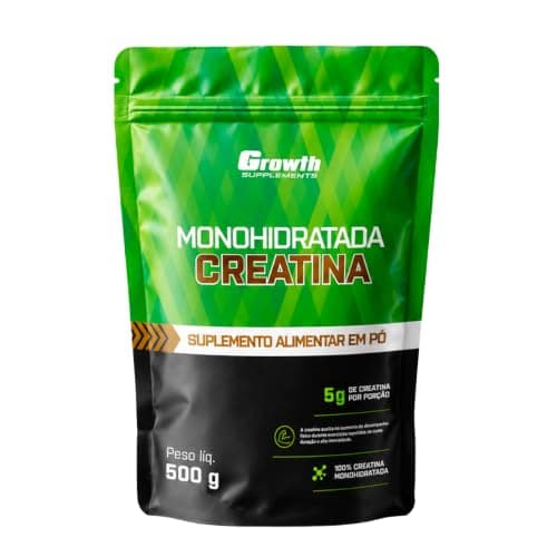Growth Supplements - Creatina 500g Pouch Treino Musculação Dieta Alta Performance - Growth Supplements