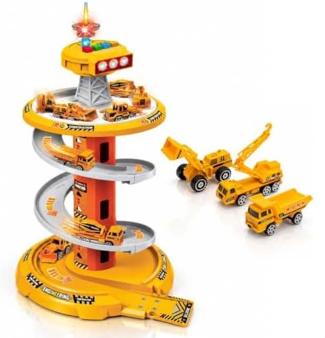 Pista de Carrinhos Infantil Brinquedo Corrida Posto Com Luz e Som (Amarelo)