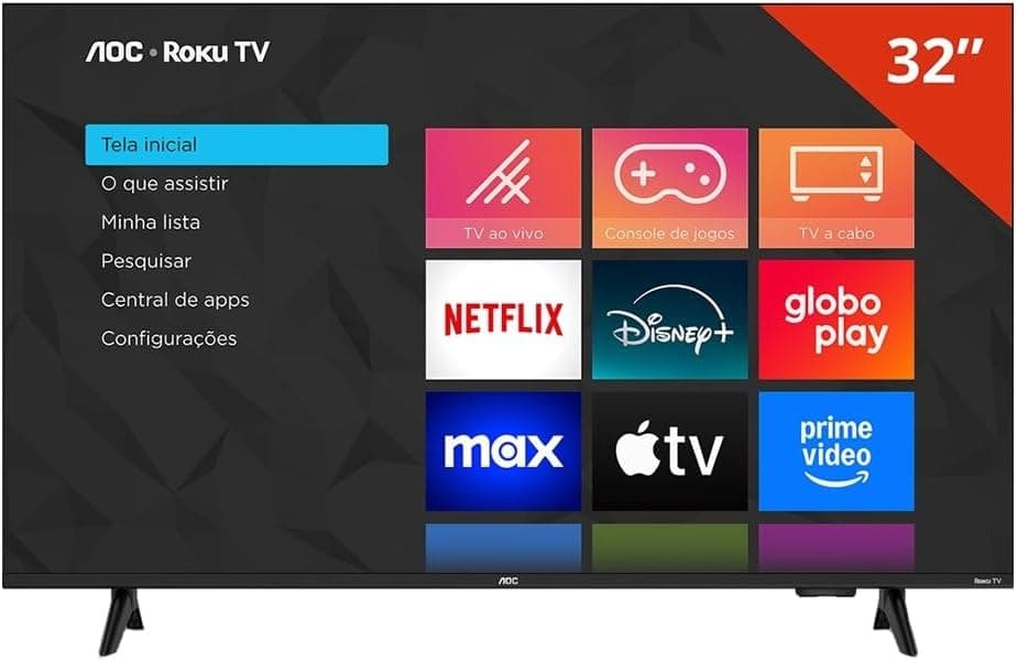 Smart TV LCD LED 32" AOC 32S5155/78G - Wi-Fi, HD, Quad Core, Dolby Áudio, 60 Hz