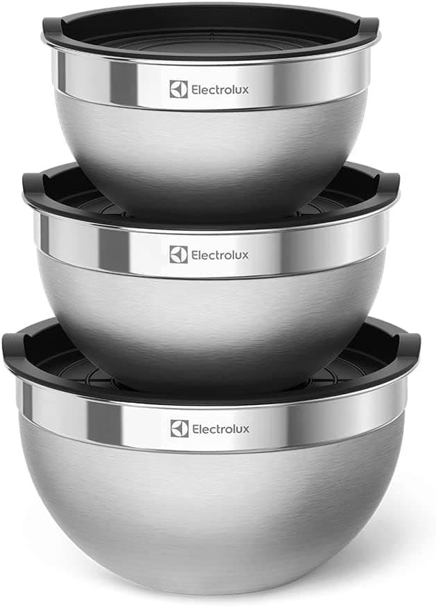 Clique para ver a imagem completa Conjunto de Bowls Tigelas de Inox com Tampa Plástica Electrolux