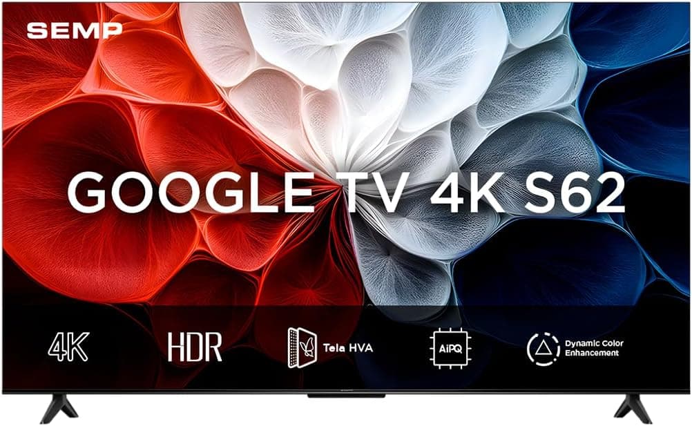 Smart TV Semp 43 Polegadas LED HVA 4K S62 WiFi Bluetooth Google TV 3 HDMI HDR10+ Dolby Audio 43S62