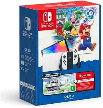 Bundle Nintendo Switch OLED + Super Mario Bros Wonder + 3 Meses de Assinatura Nintendo Switch Online