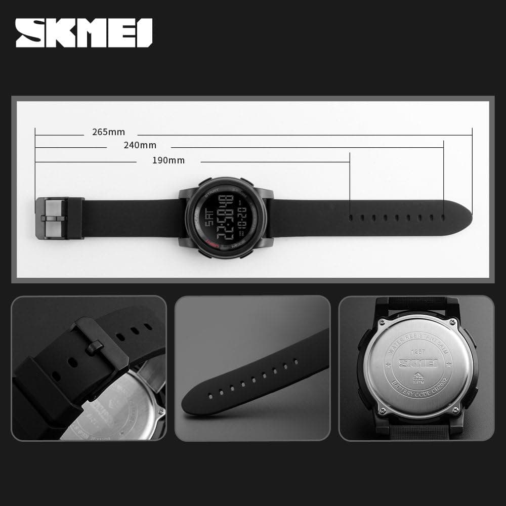 Relógio Digital Masculino Esportivo, Resistente À Água 50m, Display Lcd Clara, Pulseira De Silicone Premium Macia, Multifuncional (cronômetro/alarme), Leve Para Academia E Corrida Eletrônic