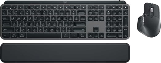 Combo Teclado e Mouse Sem Fio MX Keys S com Apoio para as Mãos, Conexão Bluetooth ou Receptor Logi Bolt, Iluminação Inteligente, Rolagem Rápida, Compatível com Windows, macOS, ChromeOS, Linux- Grafite