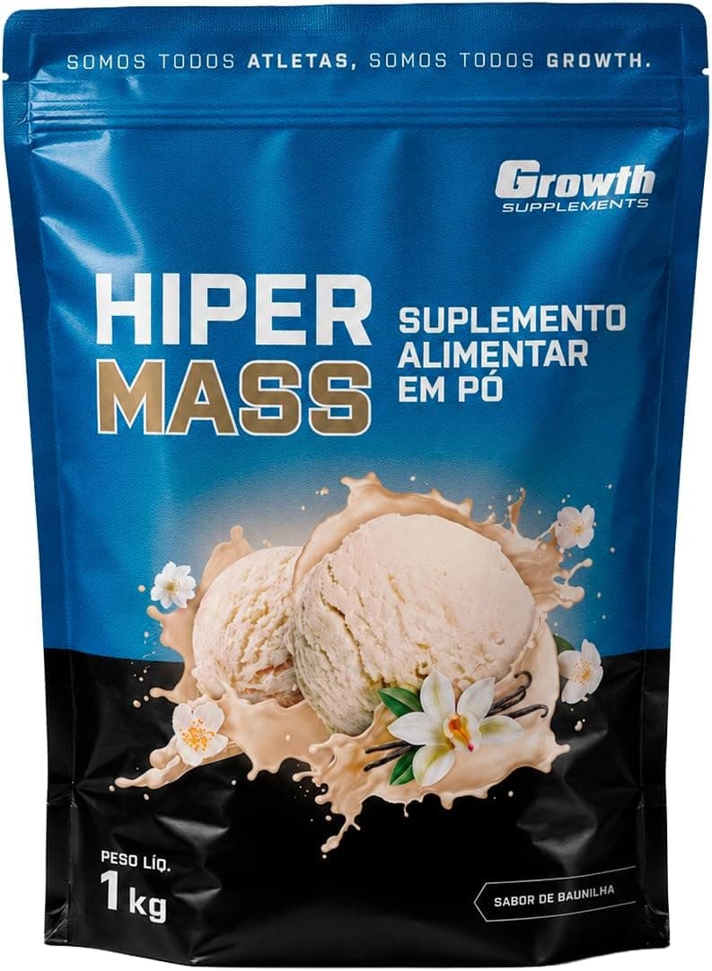 Growth Supplements Hiper Mass Pó Sabor Chocolate Blend de Whey Protein Albumina e Colágeno Hidrolisado 1kg