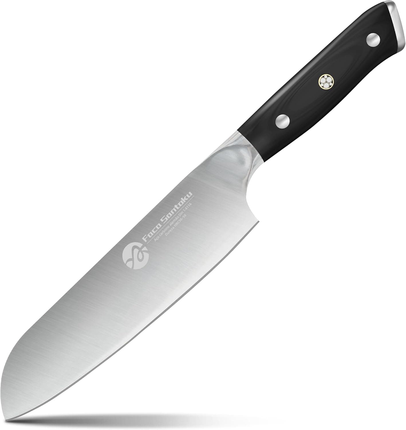 Faca Santoku 7" Forjada em Aço Alto Carbono Cabo Ergonômico Preto