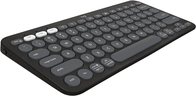 Teclado sem fio Logitech Pebble Keys 2 K380s com Conexão Bluetooth Easy-Switch e Pilha Inclusa - Compatível com PC, Mac, Chrome OS, Android, iOS e Apple TV, Layout US - Grafite