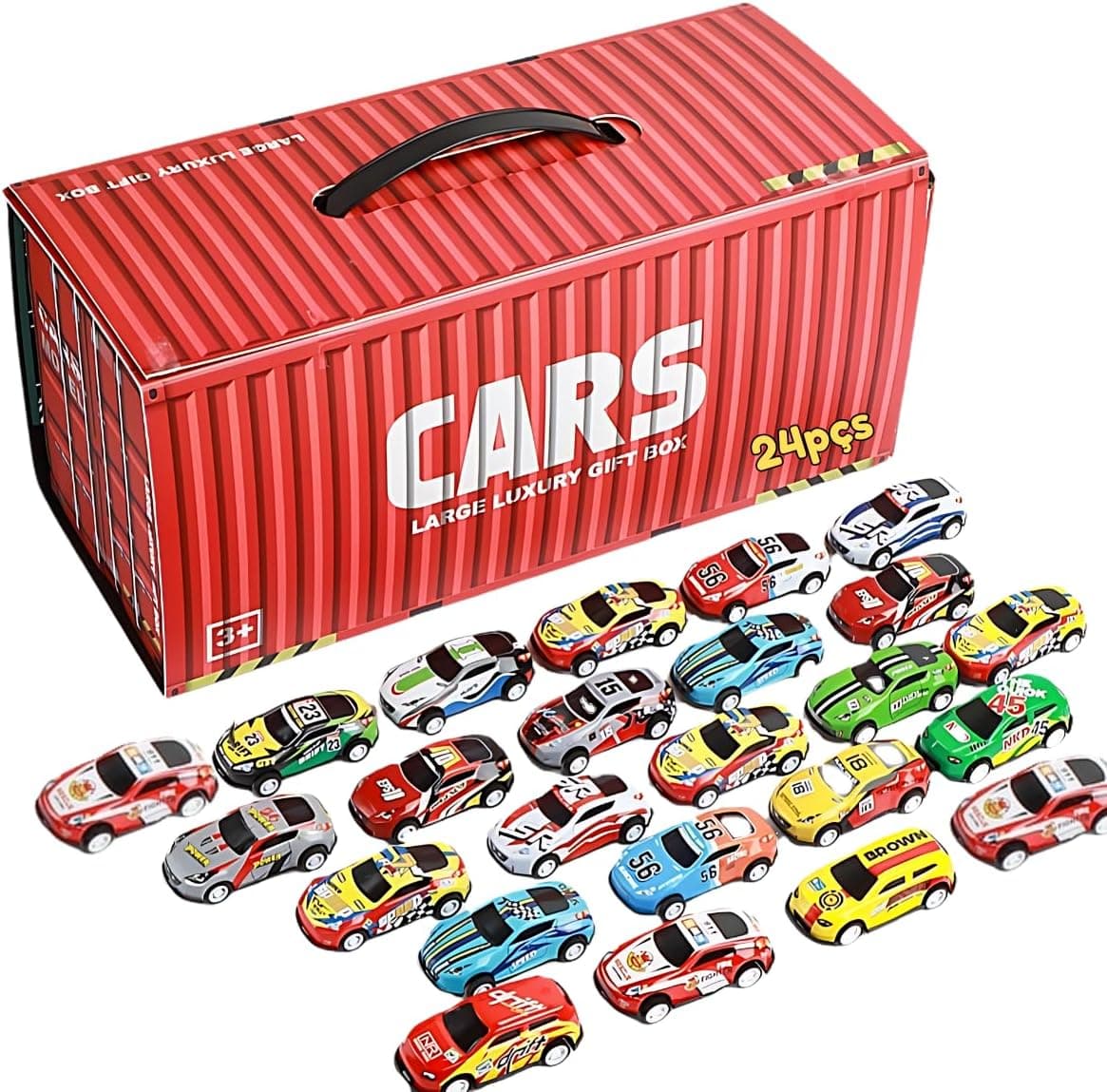Kit Carrinhos Fricção Kidino Container 24 Pçs