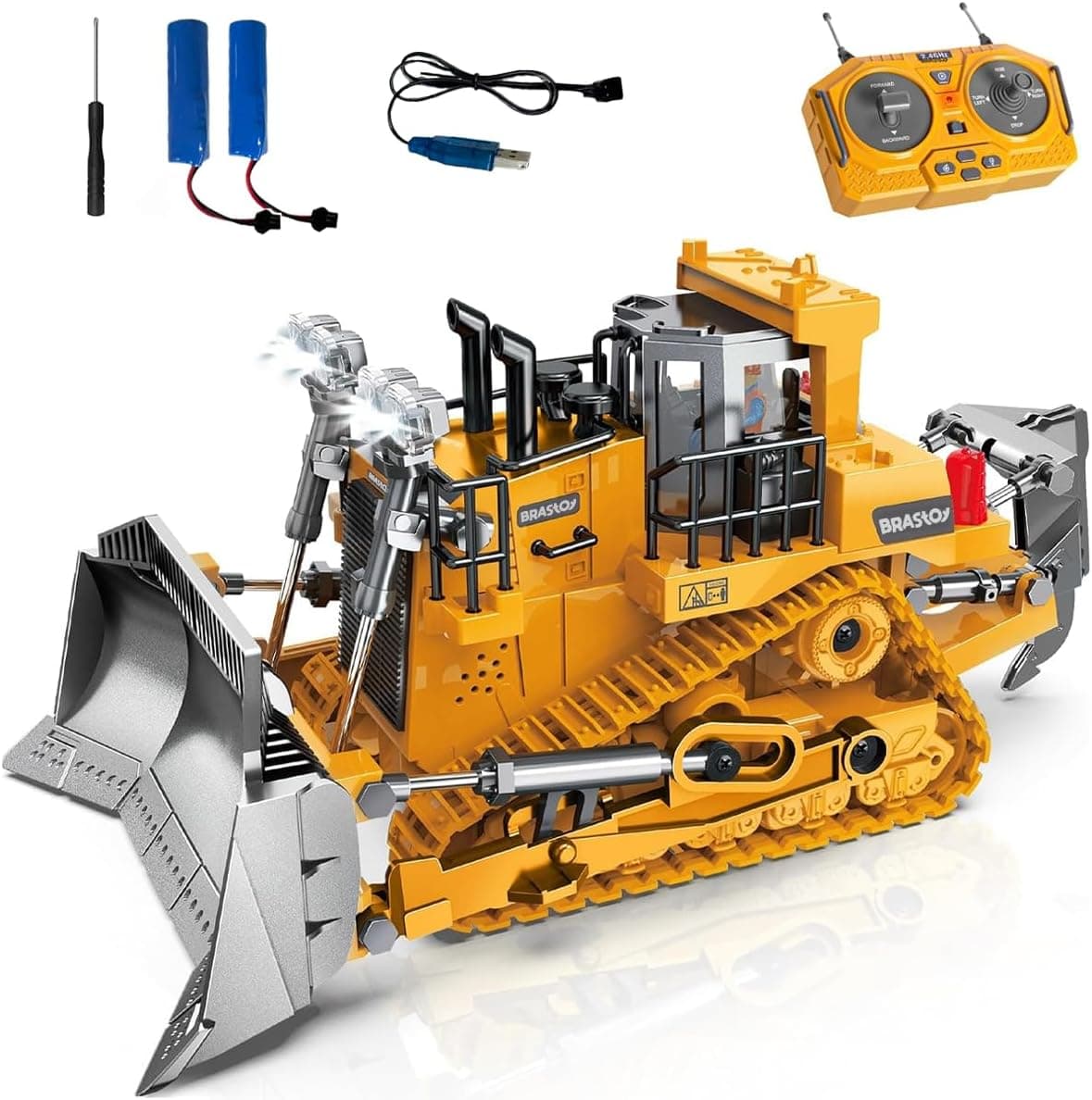 Bulldozer De Controle Remoto 2,4 Ghz - - Aminhão De Construção De Controle Remoto, Ideal Para Crianças De 6 Anos Ou Mais