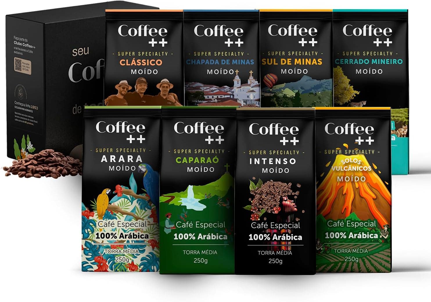 Kit 8 Pacotes Café Especial em Grãos Coffee Mais Variedades