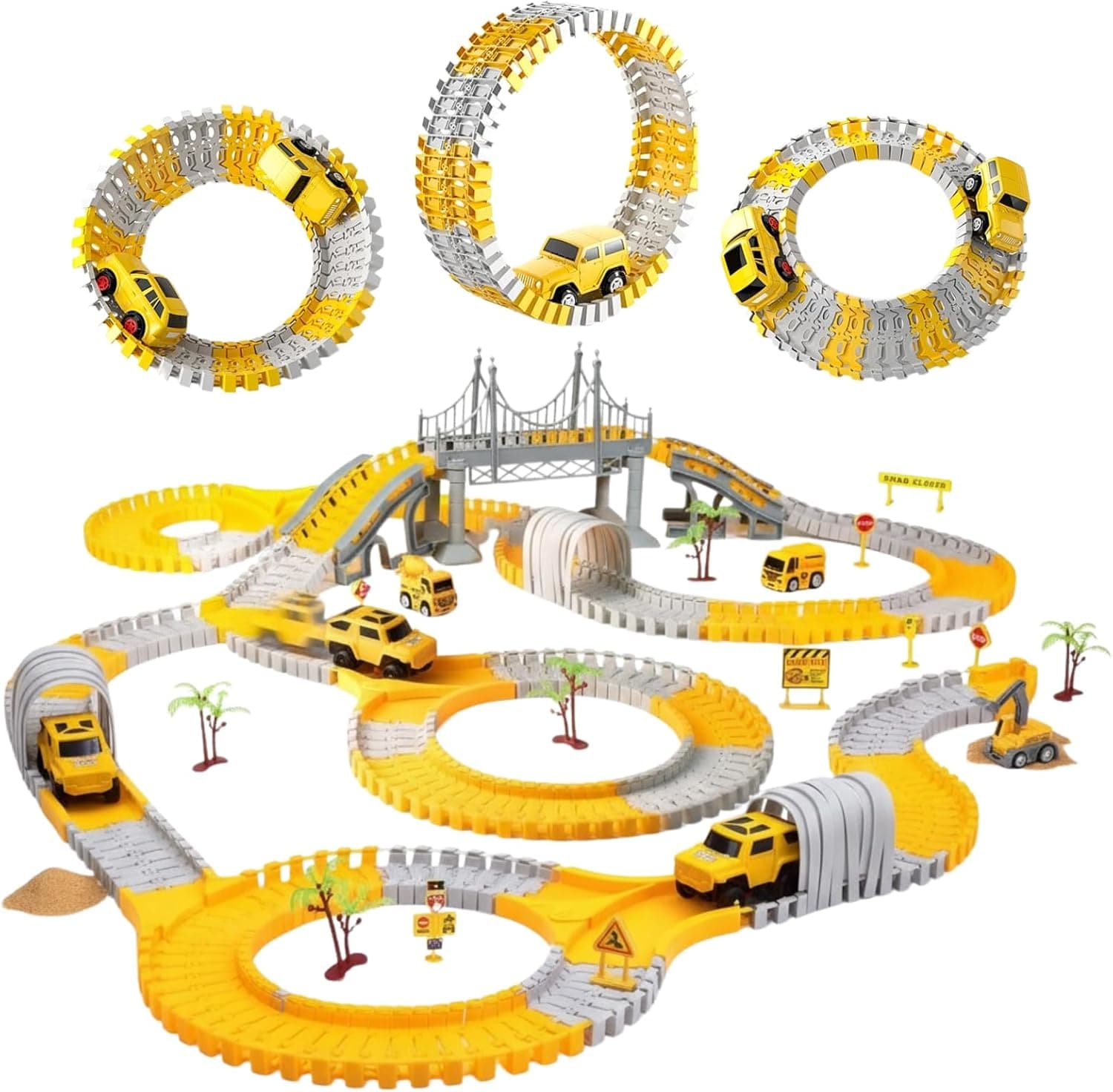 Pista de Carrinhos com 98 Peças Construção Carrinho com Movimento Automático Infantil