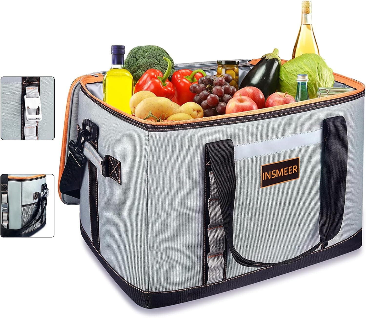 INSMEER Bolsa Térmica 48L Grande, Impermeável, Cooler para Marmita, Caixa Térmica com Alça Desmontável - Ideal para Praia, Acampamento