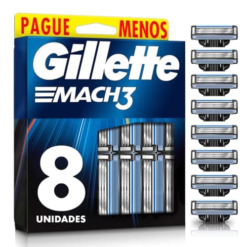 Gillette Mach3 Carga para Aparelho de Barbear com 3 Lâminas 8 Unidades