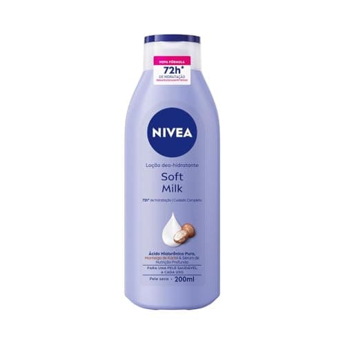 Nivea Loção Deo-hidratante Soft Milk 200ml, Hidratação Profunda 72h, Hialurônico Puro, Corporal, Pele Seca