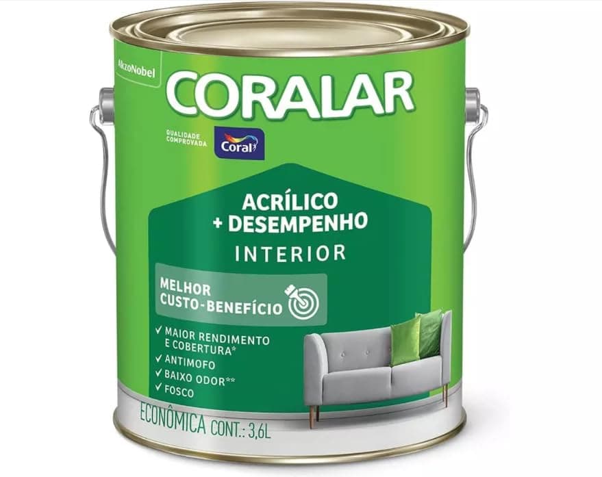 Tinta Fosco Acrílica Coralar Econômico 3,6l Branco Gelo