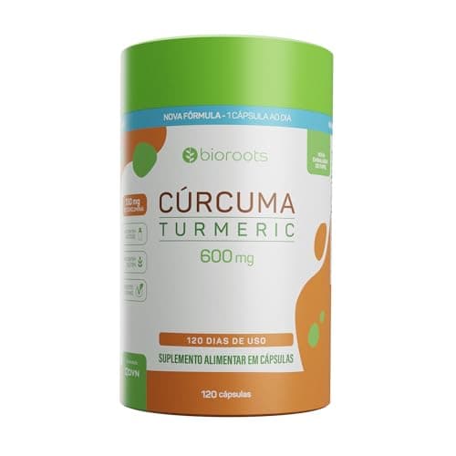 Cúrcuma Turmeric 600mg Bioroots Extrato USP 95% Vegana - 120 Cápsulas