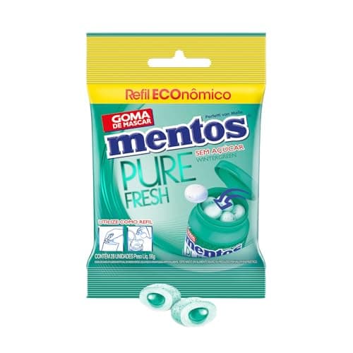 Goma De Mascar Sem Açúcar Mentos Pure Fresh, Menta Verde, 56g