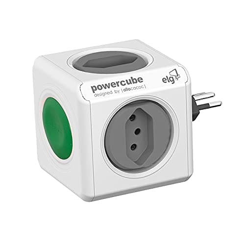 Multiplicador PowerCube Switch Filtro de Linha 4 Tomadas Bivolt Automático Botão LigaDesliga LED Indicador Branco