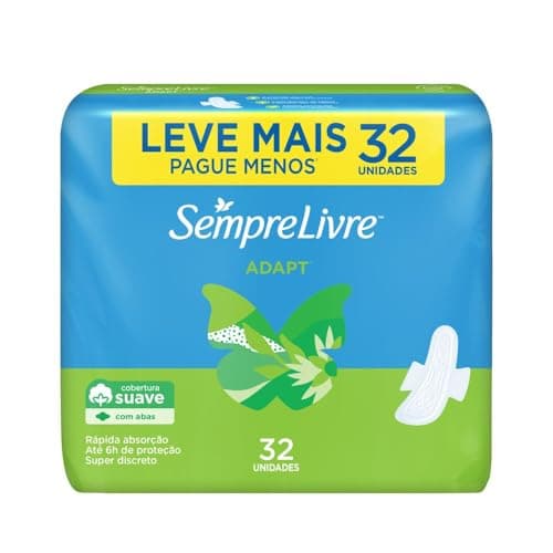 Absorvente Com Abas Sempre Livre Adapt Cobertura Suave 32 Unidades